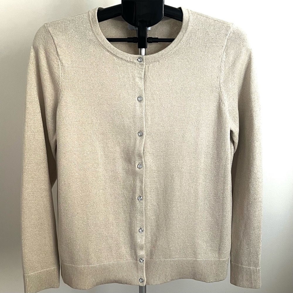 Ann Taylor Loft Gold Sparkle Cardigan Sweater Size Large